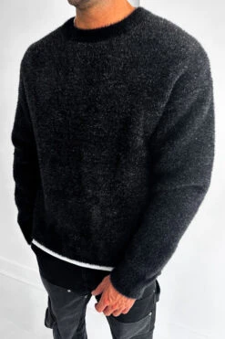 Mohair Crew Neck Sweatshirt - Black(New Sept Drop Mohair Crew Neck Sweatshirt Black) -Jk Attire 11 51a0da49 c3f6 4a5e 87f7 4743e2dd7d46
