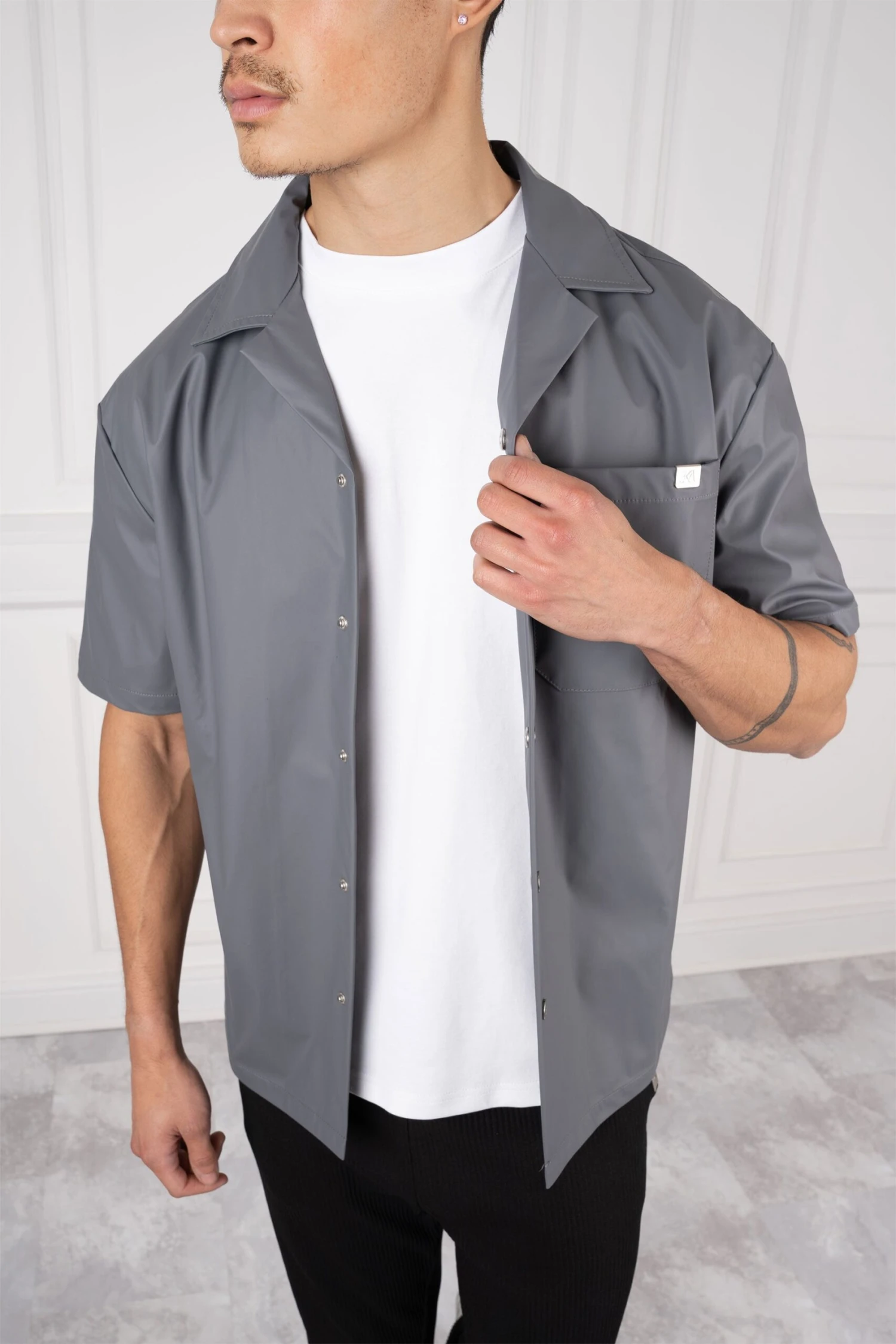 Pu Boxy Over Shirt - Charcoal(New Ss24 Pu Boxy Over Shirt Charcoal) 3 Pu Boxy Over Shirt - Charcoal(New Ss24 Pu Boxy Over Shirt Charcoal) - Image 3