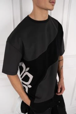Scuba Knit Panel T-Shirt - Black(New Summer Scuba T Shirt With Textured Panel Black)
