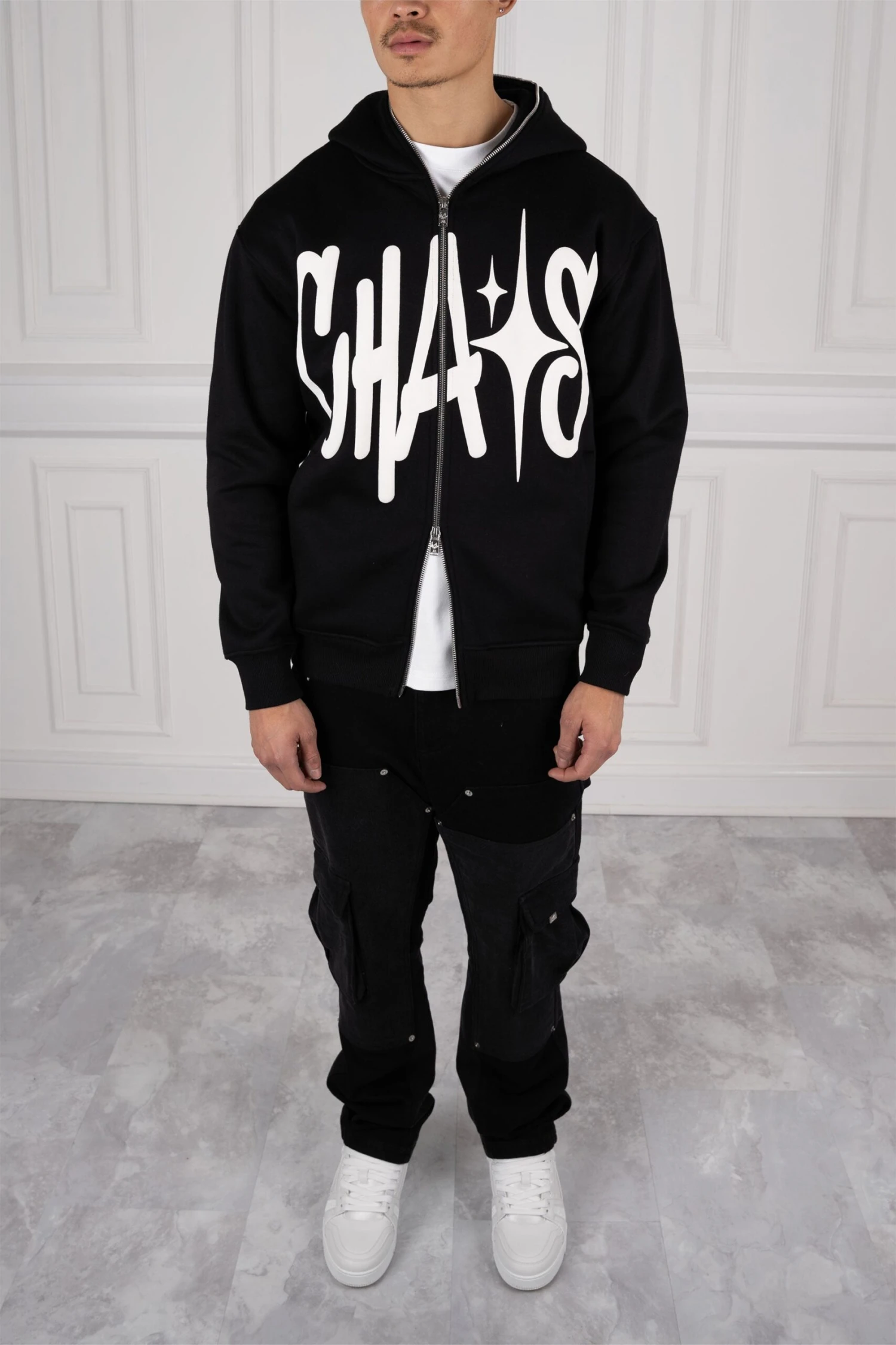 Chaos Puff Print Double Zip Hoodie - Black(New Aw23 Chaos Puff Print Double Zip Hoodie Black) 2 Chaos Puff Print Double Zip Hoodie - Black(New Aw23 Chaos Puff Print Double Zip Hoodie Black) - Image 2