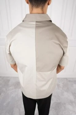 Boxy Panelled Over Shirt - Stone(New Ss24 Mst12 2352 St) -Jk Attire 45