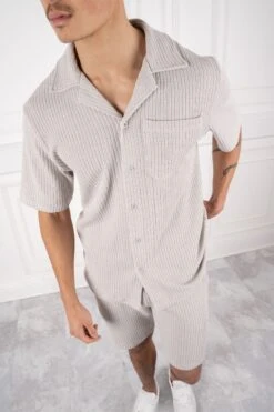 Textured Ribbed Shirt - Grey(New Ss24 Mst12 2349 Gy)