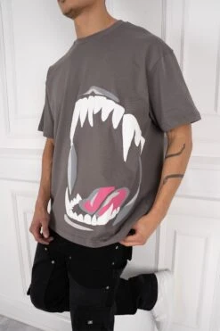 Jaws Puff Print Oversized T-Shirt - Charcoal(Copy Of New October Mte11 2314 Bk) -Jk Attire 47