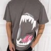 Jaws Puff Print Oversized T-Shirt - Charcoal(Copy Of New October Mte11 2314 Bk)