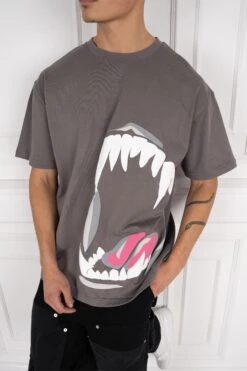 Jaws Puff Print Oversized T-Shirt - Charcoal(Copy Of New October Mte11 2314 Bk)