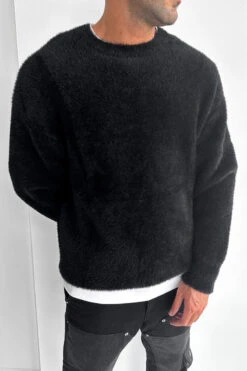 Mohair Crew Neck Sweatshirt - Black(New Sept Drop Mohair Crew Neck Sweatshirt Black)