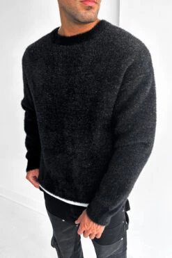 Mohair Crew Neck Sweatshirt - Black(New Sept Drop Mohair Crew Neck Sweatshirt Black) -Jk Attire 9 2357f106 1b9f 4c3b af32 4d5778ea5162