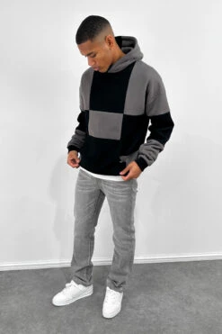 Check Stitch Oversized Hoodie - Black/Charcoal(Check Stitch Oversized Hoodie Stone Copy) -Jk Attire A 28f6c11a cb33 477e afc1 30eb912256ce