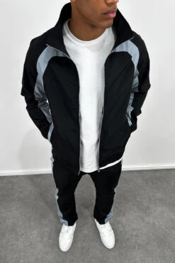 Nylon Track Jacket - Black/Pale Blue(New Nylon Track Jacket Black Pale Blue) -Jk Attire A ab35d8bb 6c2a 4b75 8043 bbc4b711c7b5