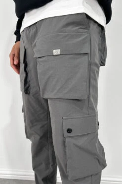 Contrast Band Snap Cargo Pant - Charcoal(New Contrast Band Snap Cargo Pant Charcoal) -Jk Attire B