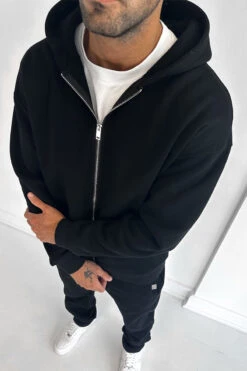 Essential Zip-Up Hoodie - Black(New Day To Day Zip Up Straight Leg Full Tracksuit Black) -Jk Attire BLACK2 668dc5b2 5532 469b 98af 458b01d5a4ed
