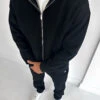 Essential Zip-Up Hoodie - Black(New Day To Day Zip Up Straight Leg Full Tracksuit Black)