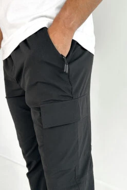 Nylon Split Hem Cargo - Black(New Nylon Split Hem Cargo Black) -Jk Attire BLACKCARGO2