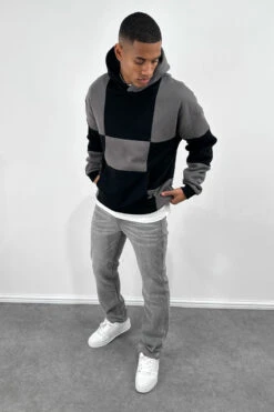 Check Stitch Oversized Hoodie - Black/Charcoal(Check Stitch Oversized Hoodie Stone Copy) -Jk Attire B 98b837d8 2344 413d 8f6a 5b1d31939b44