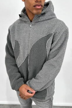 Flame Split Sherpa Pull Over - Grey/Charcoal(New Flame Split Sherpa Pull Over Grey Charcoal)