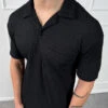Structured Open Neck Polo - Black(Mst14 2429 Bk)