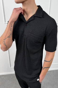 Structured Open Neck Polo - Black(Mst14 2429 Bk) -Jk Attire Black 17 79db9361 d87f 47fd 9596 09cd800653ad