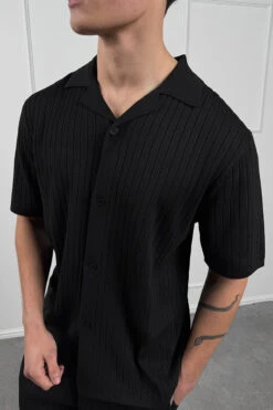 Pleated Revere Shirt - Black(Mst14 2425 Bk)