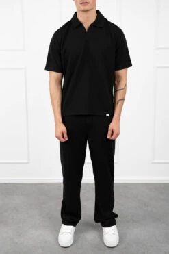 Waffle Boxy Open Neck Polo - Black(Mte14 2448 Nv Copy) -Jk Attire Black 2 2dd45345 59a9 410e b3f4 7a63d00c209b