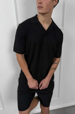 Pleated Revere Shirt - Black(Mst14 2425 Bk) -Jk Attire Black 6 5d1a4302 1b3c 4ff9 9c07 80e3f06fafb3