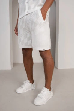 Knitted Checked Shorts - Grey/White(Knitted Checked Shorts Grey White) -Jk Attire BoxyCheckedKnittedSetWhiteGrey 15