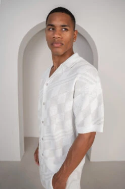 Boxy Checked Knitted Shirt - Grey/White(Boxy Checked Knitted Shirt Grey) 14 Boxy Checked Knitted Shirt - Grey/White(Boxy Checked Knitted Shirt Grey) -Jk Attire BoxyCheckedKnittedSetWhiteGrey 22