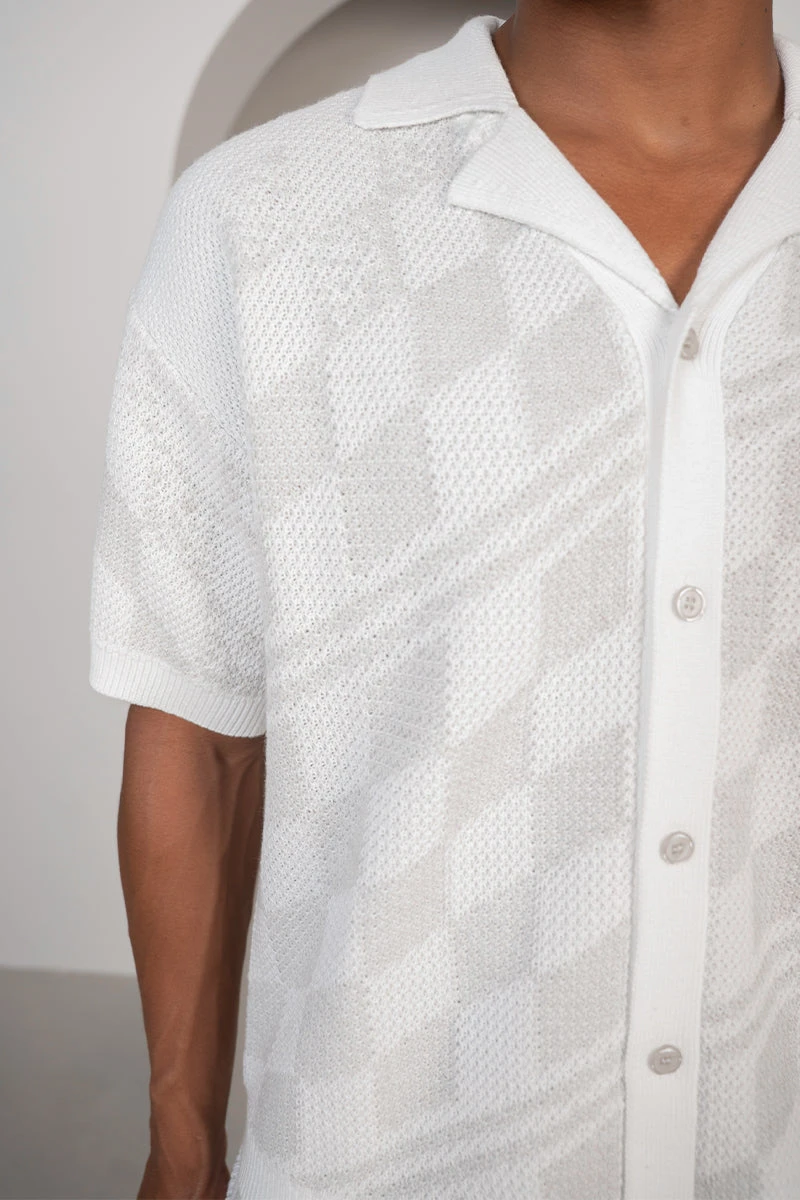 Boxy Checked Knitted Shirt - Grey/White(Boxy Checked Knitted Shirt Grey) 7 Boxy Checked Knitted Shirt - Grey/White(Boxy Checked Knitted Shirt Grey) - Image 7