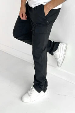 Nylon Split Hem Cargo - Black(New Nylon Split Hem Cargo Black) -Jk Attire CARGOBLACK4