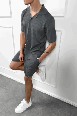 Pleated Shorts - Charcoal(Msh14 2426 Ow) -Jk Attire CHARCAOL4