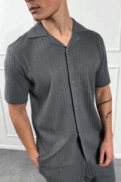 Pleated Revere Shirt - Charcoal(Mst14 2425 Ow)
