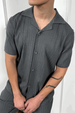 Pleated Revere Shirt - Charcoal(Mst14 2425 Ow) -Jk Attire CHARCOAL34 0aa64074 1961 4c64 8b1e 10aafc3dead1