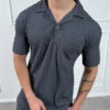Structured Open Neck Polo - Charcoal(Mst14 2429 Ch)