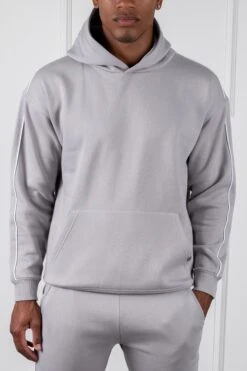 Piping Detail Hoodie - Grey(Piping Detail Relaxed Fit Hoodie Grey)