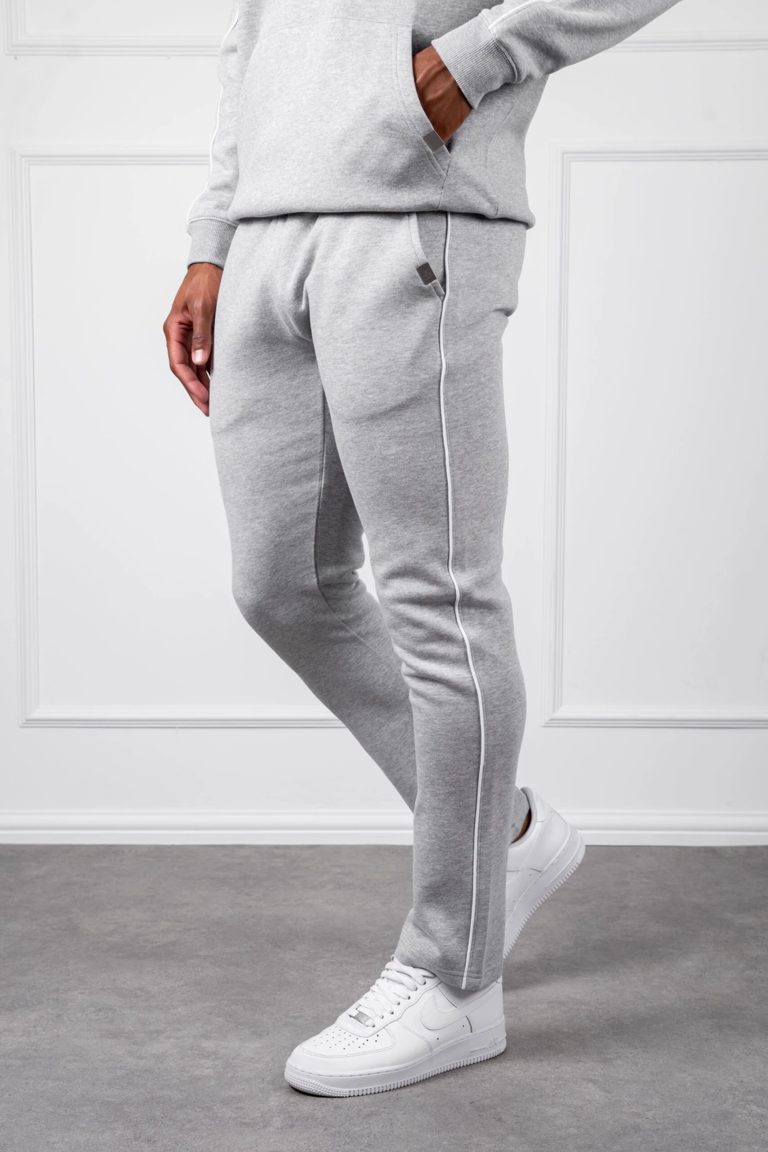 Piping Detail Hoodie - Grey Marl(Piping Detail Relaxed Fit Hoodie Grey Marl) 6 Piping Detail Hoodie - Grey Marl(Piping Detail Relaxed Fit Hoodie Grey Marl) - Image 6