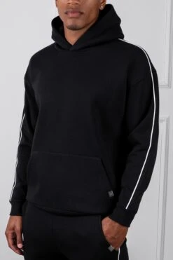 Piping Detail Hoodie - Black(Piping Detail Relaxed Fit Hoodie Black)