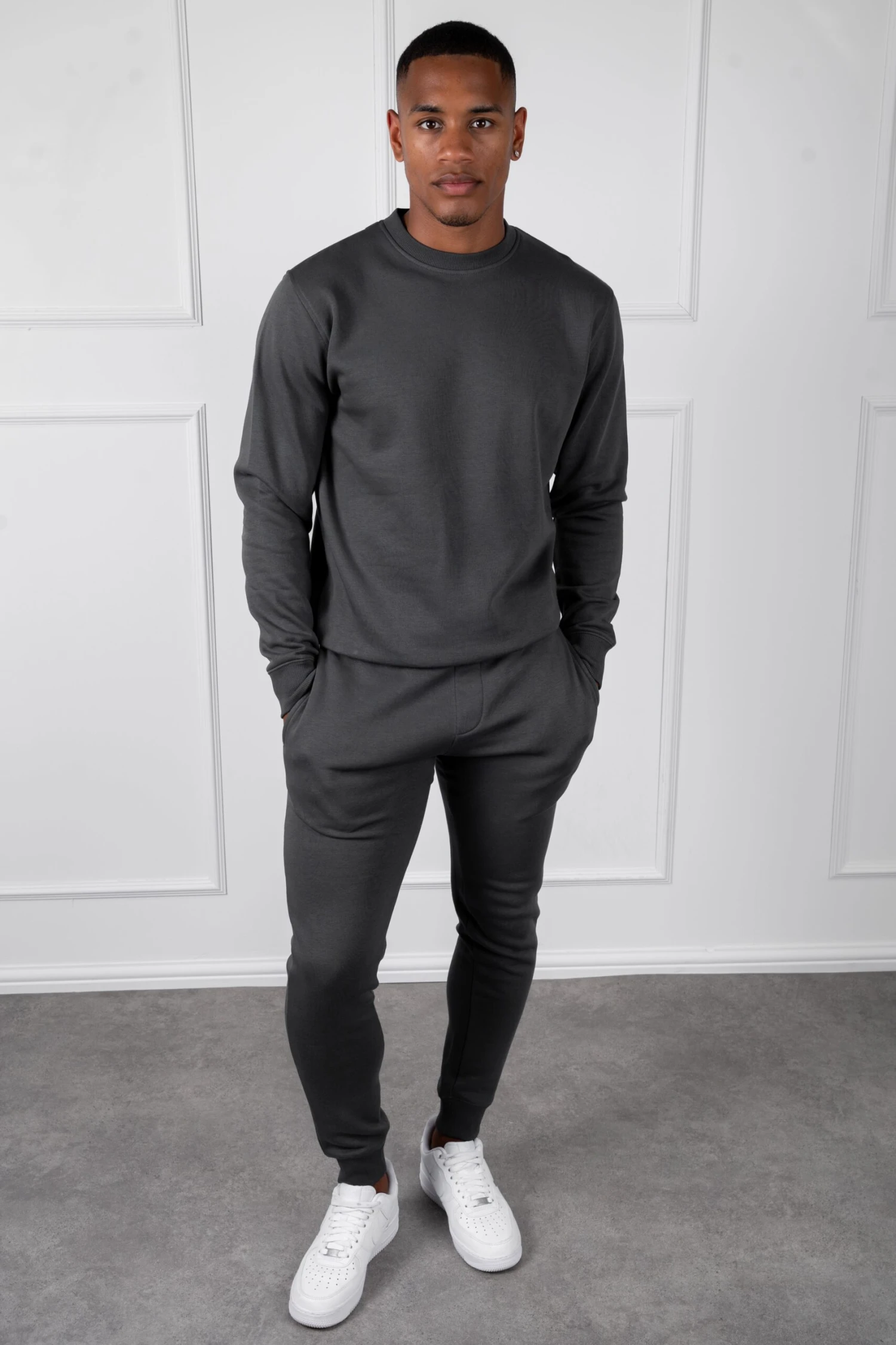 Slim Fit Crew Neck Sweatshirt - Charcoal(Slim Fit Crew Neck Sweatshirt Charcoal) 2 Slim Fit Crew Neck Sweatshirt - Charcoal(Slim Fit Crew Neck Sweatshirt Charcoal) - Image 2