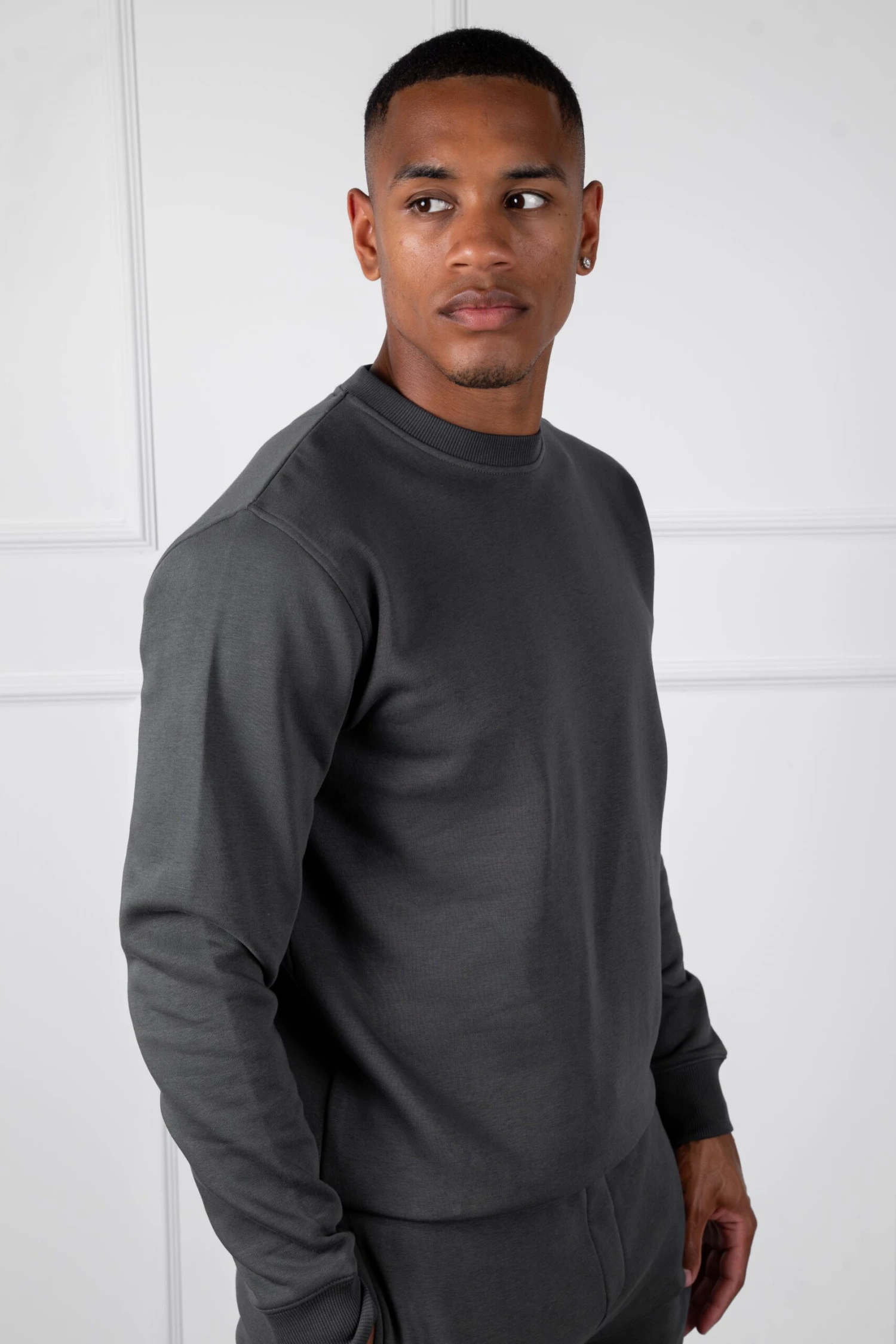Slim Fit Crew Neck Sweatshirt - Charcoal(Slim Fit Crew Neck Sweatshirt Charcoal) 5 Slim Fit Crew Neck Sweatshirt - Charcoal(Slim Fit Crew Neck Sweatshirt Charcoal) - Image 5