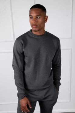 Slim Fit Crew Neck Sweatshirt - Charcoal(Slim Fit Crew Neck Sweatshirt Charcoal) 9 Slim Fit Crew Neck Sweatshirt - Charcoal(Slim Fit Crew Neck Sweatshirt Charcoal) -Jk Attire DSC00690