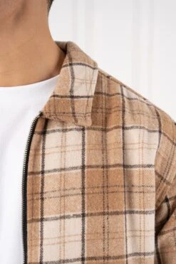 Boxy Checked Double Zip Shirt - Stone(New October Mst11 2313 St) -Jk Attire DSC01351