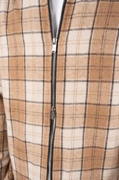 Boxy Checked Double Zip Shirt - Stone(New October Mst11 2313 St) -Jk Attire DSC01355