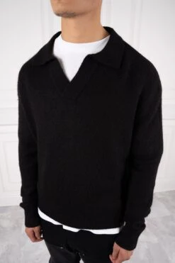 Relaxed Knitted Polo - Black(New Relaxed Knitted Polo Black) -Jk Attire DSC01402
