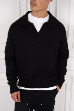 Relaxed Knitted Polo - Black(New Relaxed Knitted Polo Black)