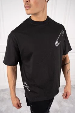 Clipped Puff Print Oversized T-Shirt - Black(Clipped Puff Print Oversized T Shirt Black) -Jk Attire DSC01420