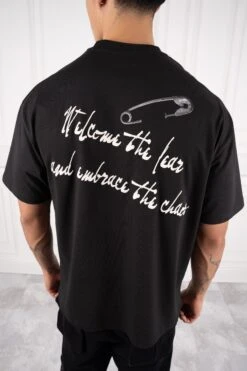 Clipped Puff Print Oversized T-Shirt - Black(Clipped Puff Print Oversized T Shirt Black) -Jk Attire DSC01424