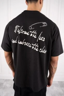 Clipped Puff Print Oversized T-Shirt - Black(Clipped Puff Print Oversized T Shirt Black)