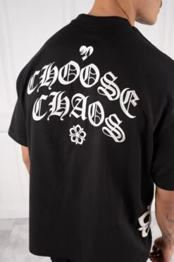 Choose Chaos Puff Print Oversized T-Shirt - Black(New Winter Choose Chaos Puff Print Oversized T Shirt Black) -Jk Attire DSC01436
