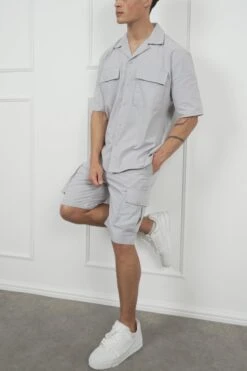 Boxy Ripstop Oversized Shirt - Light Grey(Mst14 2433 Lg) -Jk Attire DSC01544