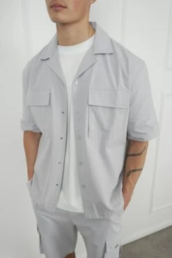 Boxy Ripstop Oversized Shirt - Light Grey(Mst14 2433 Lg) -Jk Attire DSC01588