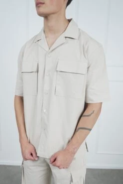 Boxy Ripstop Oversized Shirt - Stone(Mst14 2433 St) -Jk Attire DSC01928