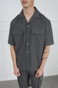 Boxy Ripstop Oversized Shirt - Charcoal(Mst14 2433 Ch) -Jk Attire DSC01996